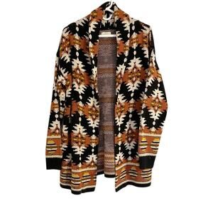Lucky Brand Heavy Knit Aztec Southwestern Open Front Cardigan Size Medium